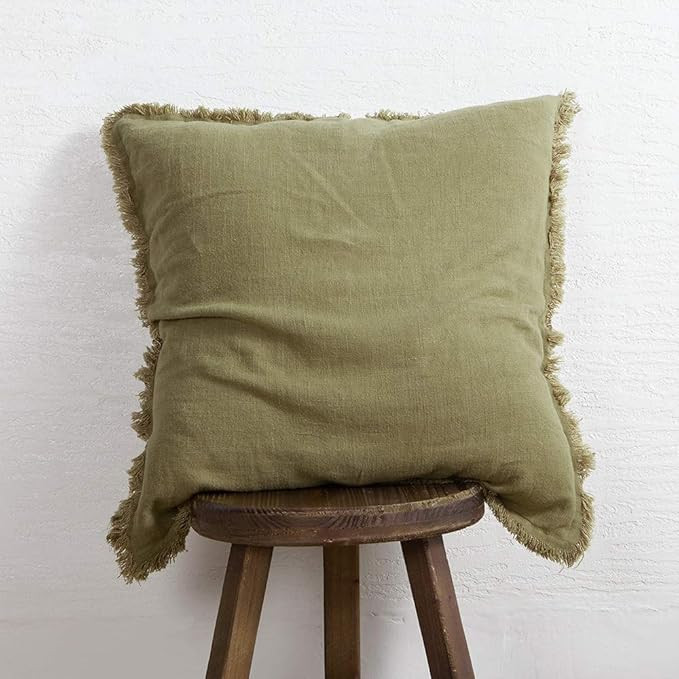 ATLINIA Fringed Cushion Cover 20 x 20 Soft Linen Decorative Throw Pillow Cover for Couch Sofa Bed... | Amazon (US)