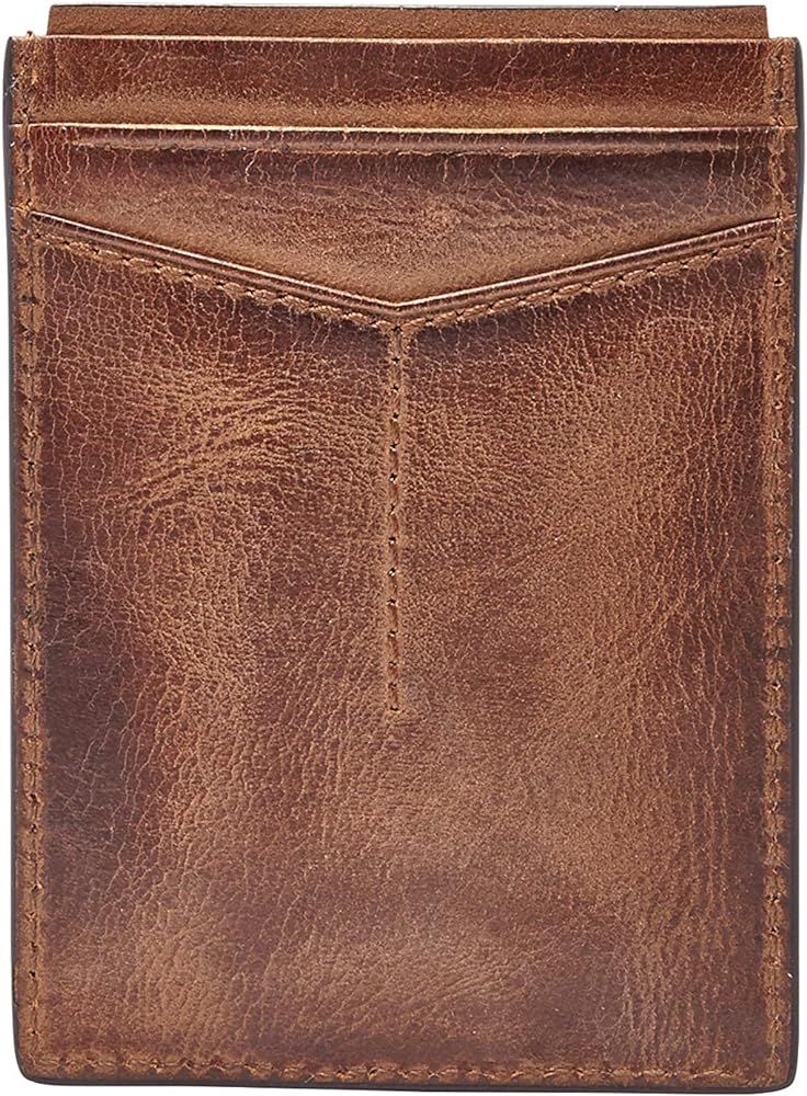 Fossil Men's Leather Minimalist Magnetic Card Case with Money Clip Front Pocket Wallet | Amazon (US)