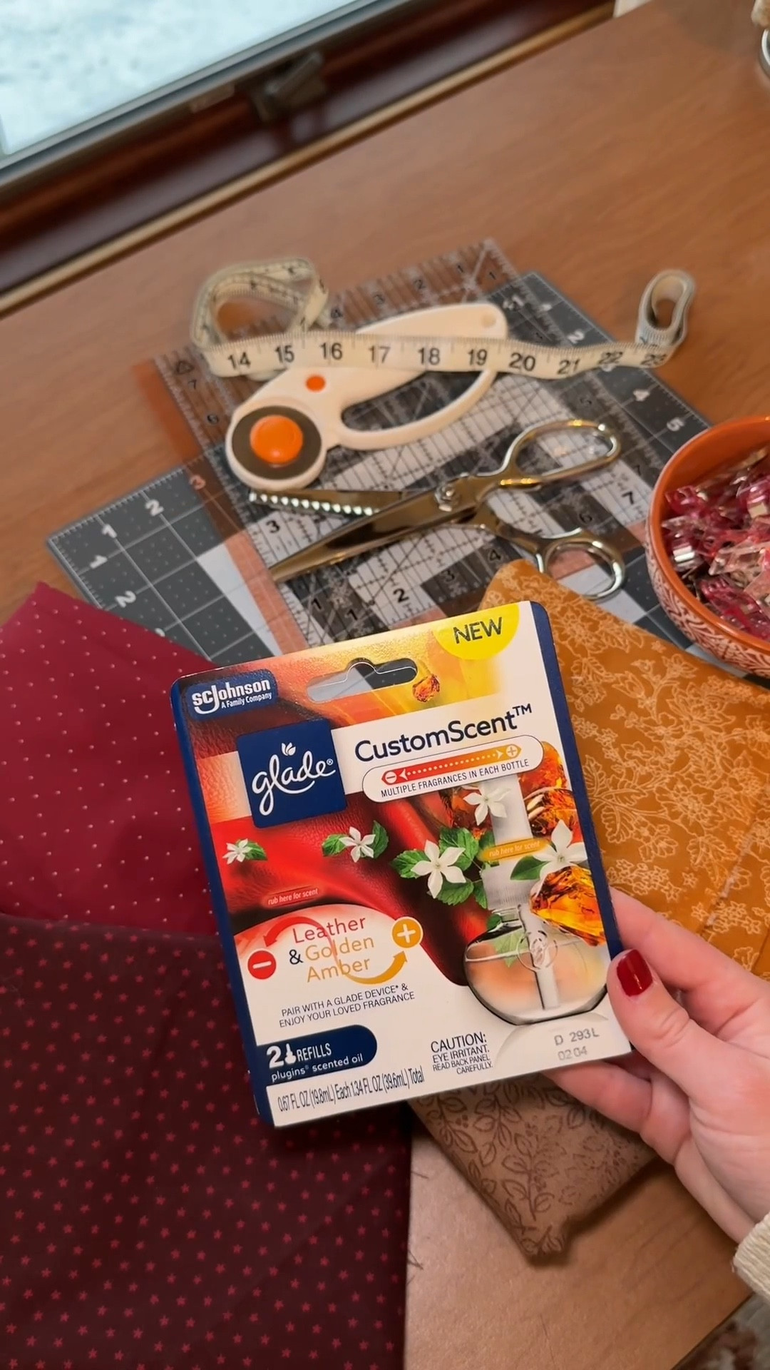 #Ad Cozy sewing nights just got better ✨❄️ Loving my @glade CustomScent™ to make my space smell amazing! New and now available @target #TargetPartner #Target #makeityourown #customscent #gladepartner