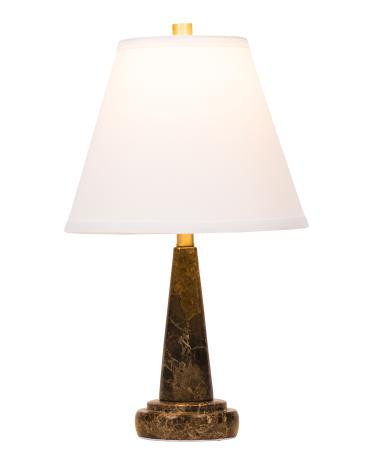 19in solid marble table lamp with tapered shade | TJ Maxx