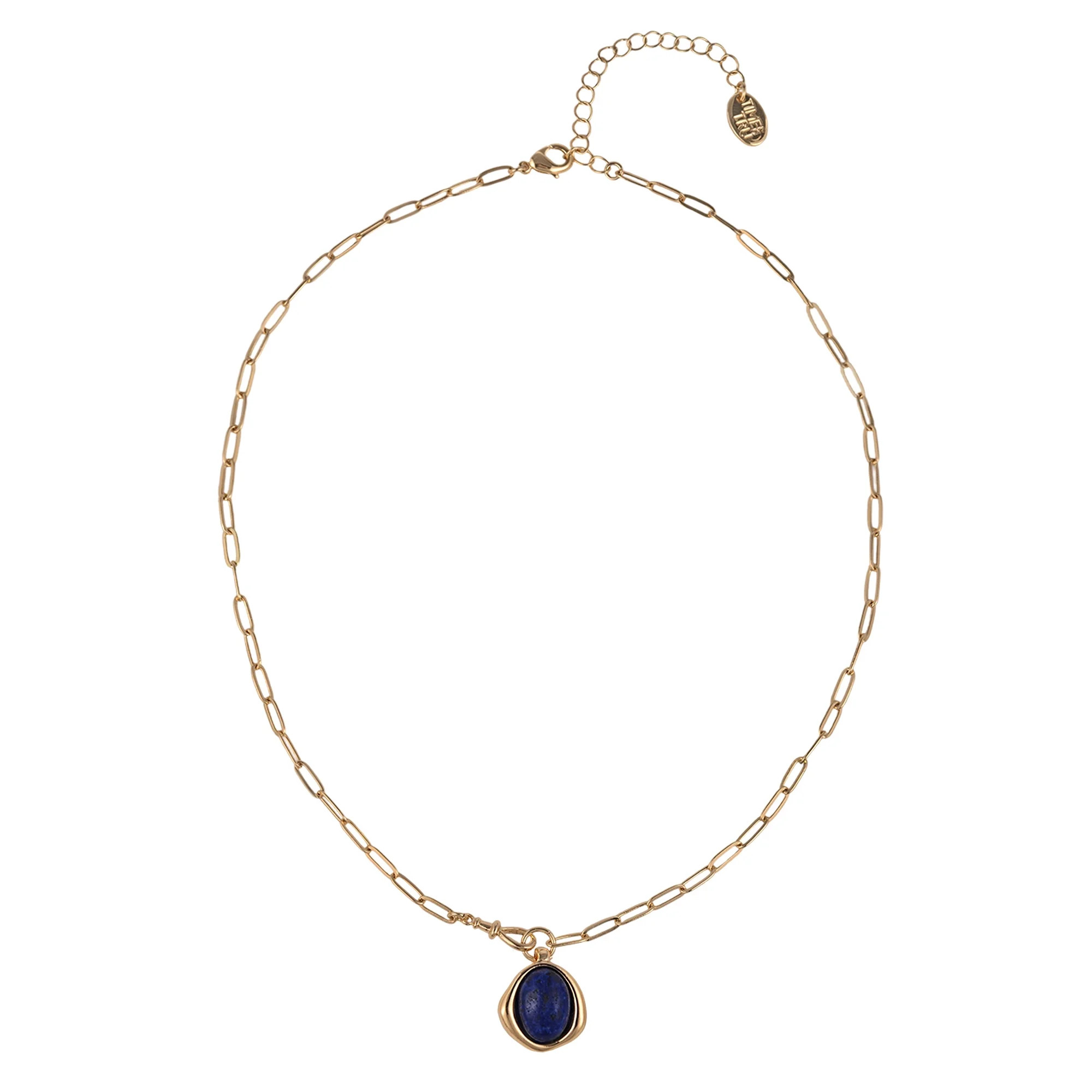 Time and Tru Goldtone Lapis Lazuli Round Pendant Necklace | Walmart (US)