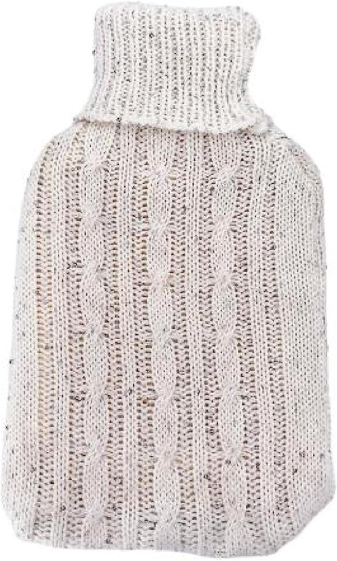 hot Water Bottle Soft high-Quality hot Water Bottle Thermos and lid White Cable Knit | Amazon (UK)