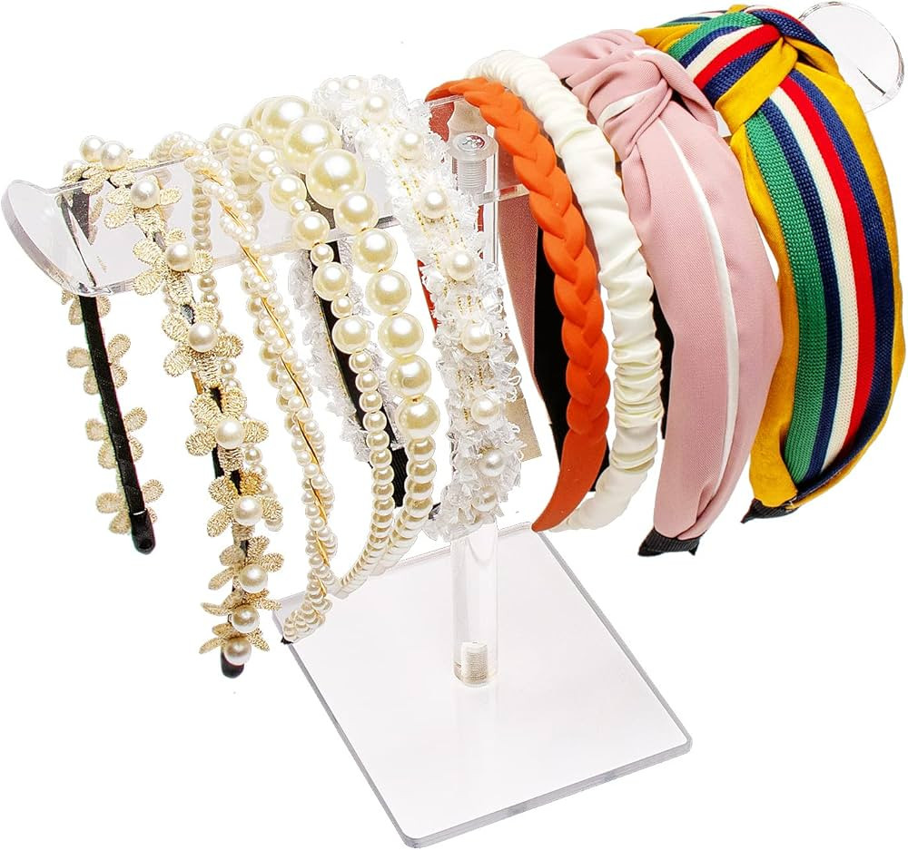Bigfety Acrylic Headband Holder, Hair Accessories Organizer Clear Stand for Girls | Amazon (US)