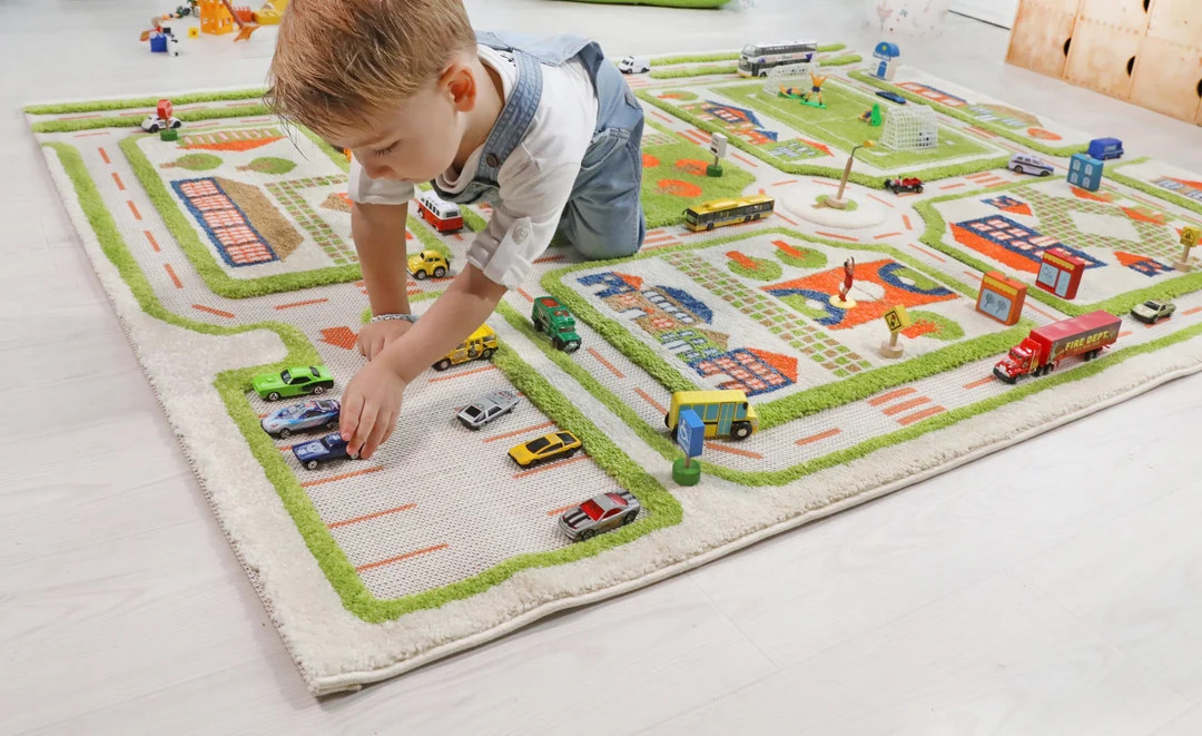 IVI 3D Traffic Green Nursery Toddler & Kids Play Mat Rug Soft, Fun, Activity, Toys, Cars, Trucks,... | Etsy (US)