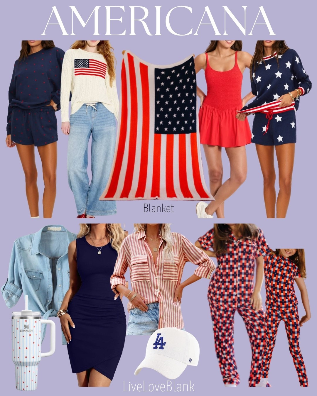 Memorial Day outfits 
4th of July outfits 
Americana 
Flag blanket 
Red white and blue pajamas

#LTKSeasonal #LTKmomlife #LTKOver40
