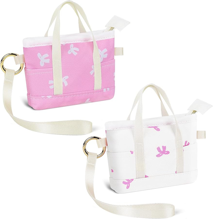 2 Pack Coin Purse Keychain, Mini Tote Bag Keychain with Wristlet, Cute Makeup Pouch Bag Wallets A... | Amazon (US)