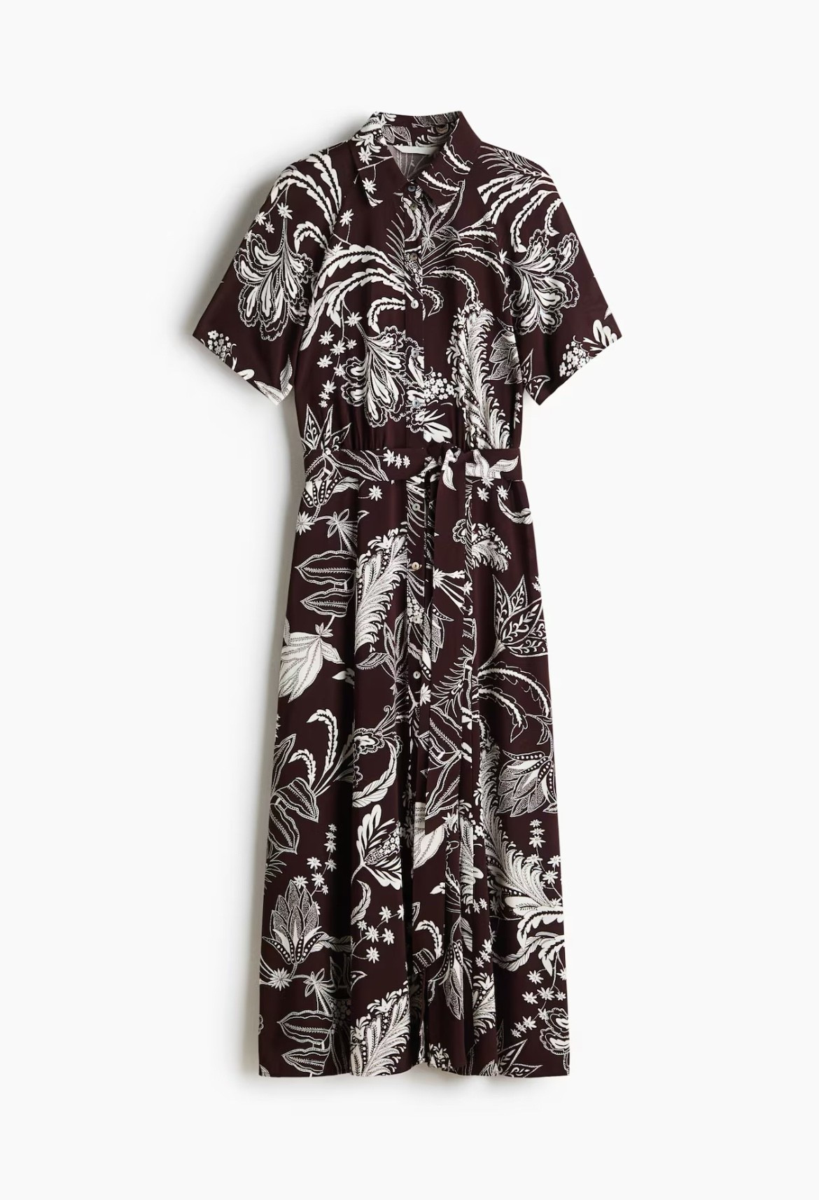 Brown patterned shirt dress 

#LTKSeasonal