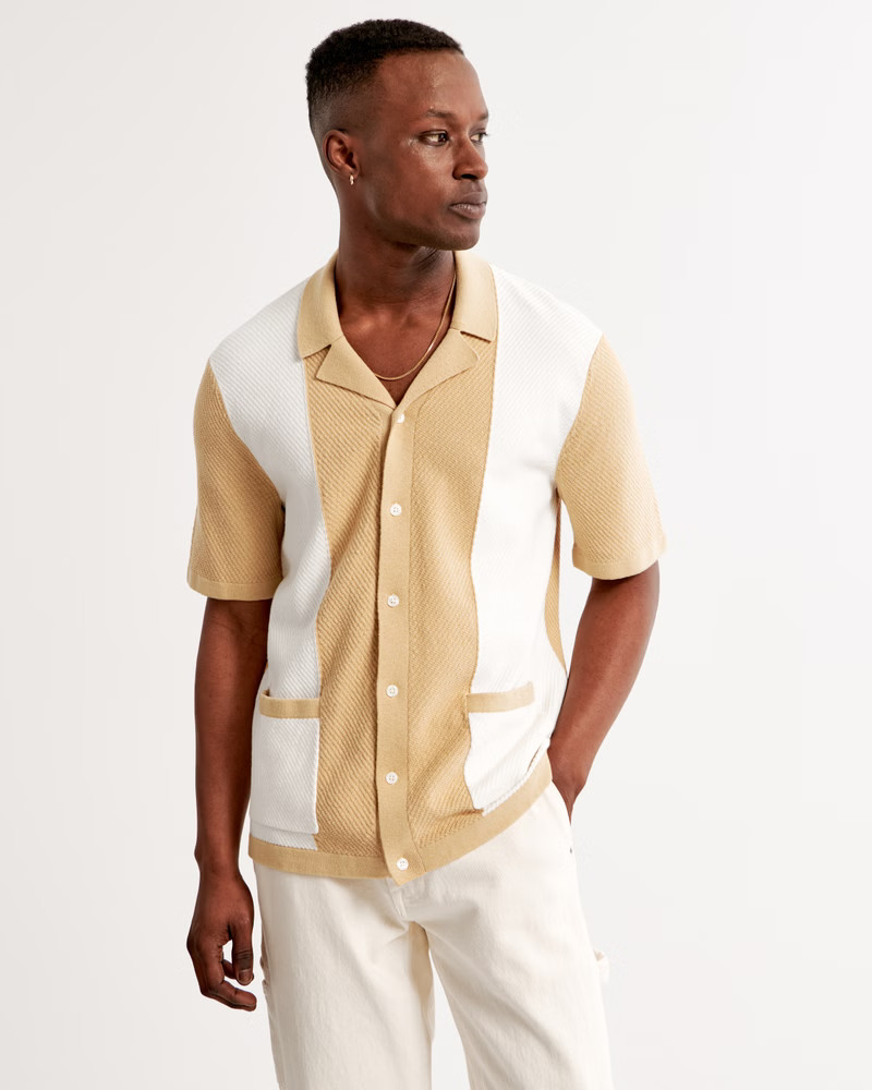 Colorblock Button-Through Sweater Polo | Abercrombie & Fitch (US)