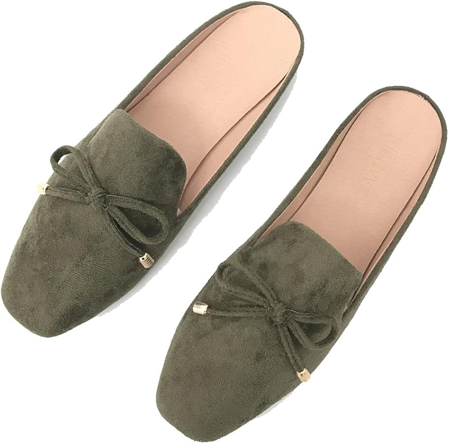 Mule Loafers for Women Flats Bowknot Slip On Slides Open Back Summer Casual Shoes | Amazon (US)