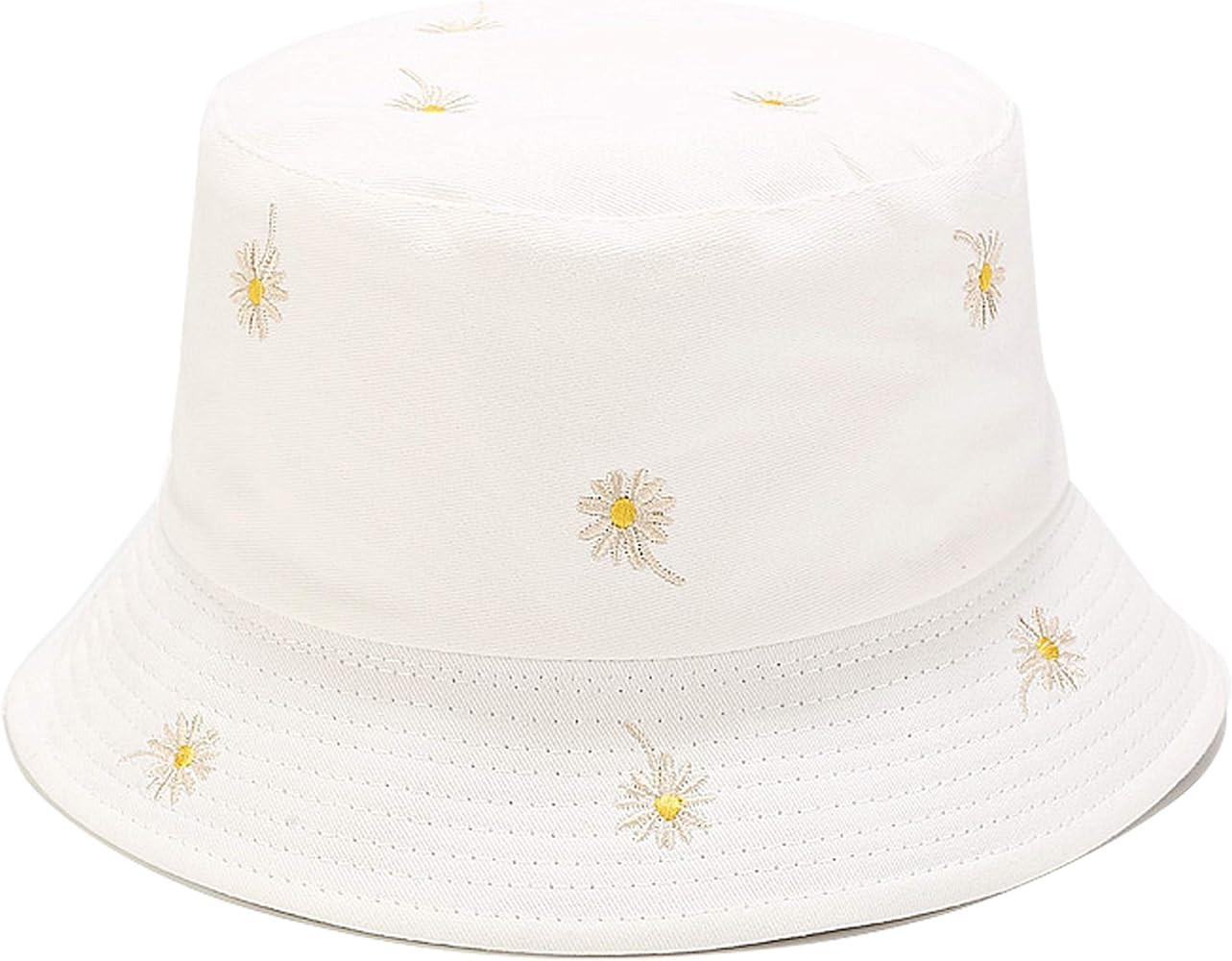 Umeepar Reversible Embroidered Daisy Bucket Hat Packable Beach Sun Hat for Women Men | Amazon (US)