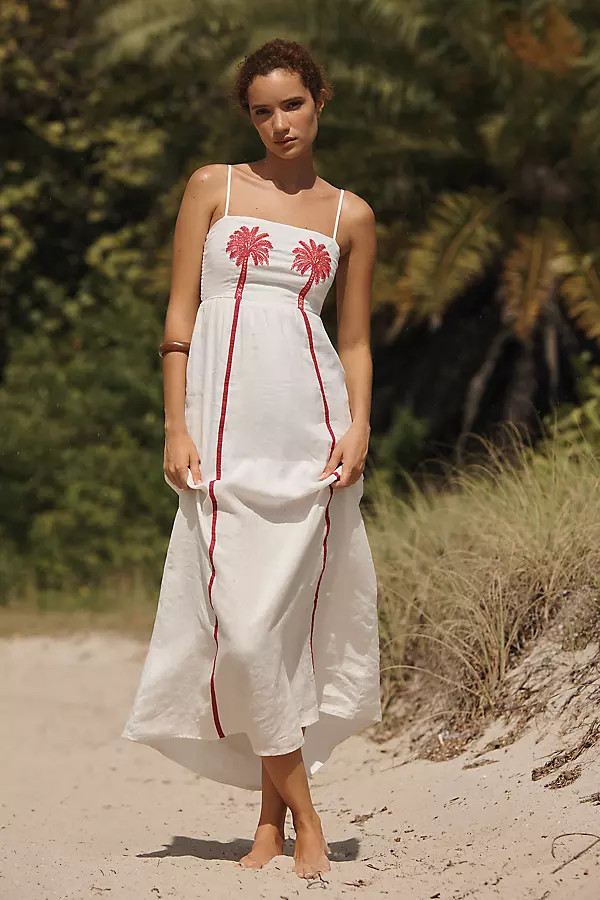 Palm Tree Embroidered Maxi Dress | Anthropologie (US)