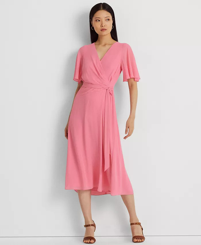 Lauren Ralph Lauren Women's Belted Georgette Dress & Reviews - Dresses - Women - Macy's | Macys (US)