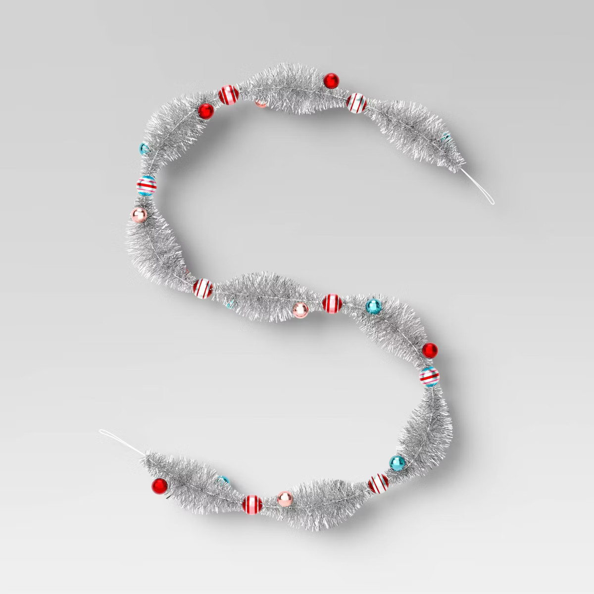 6' Tinsel with Painted Ornaments Christmas Decorative Wall Garland Silver - Wondershop™ | Target