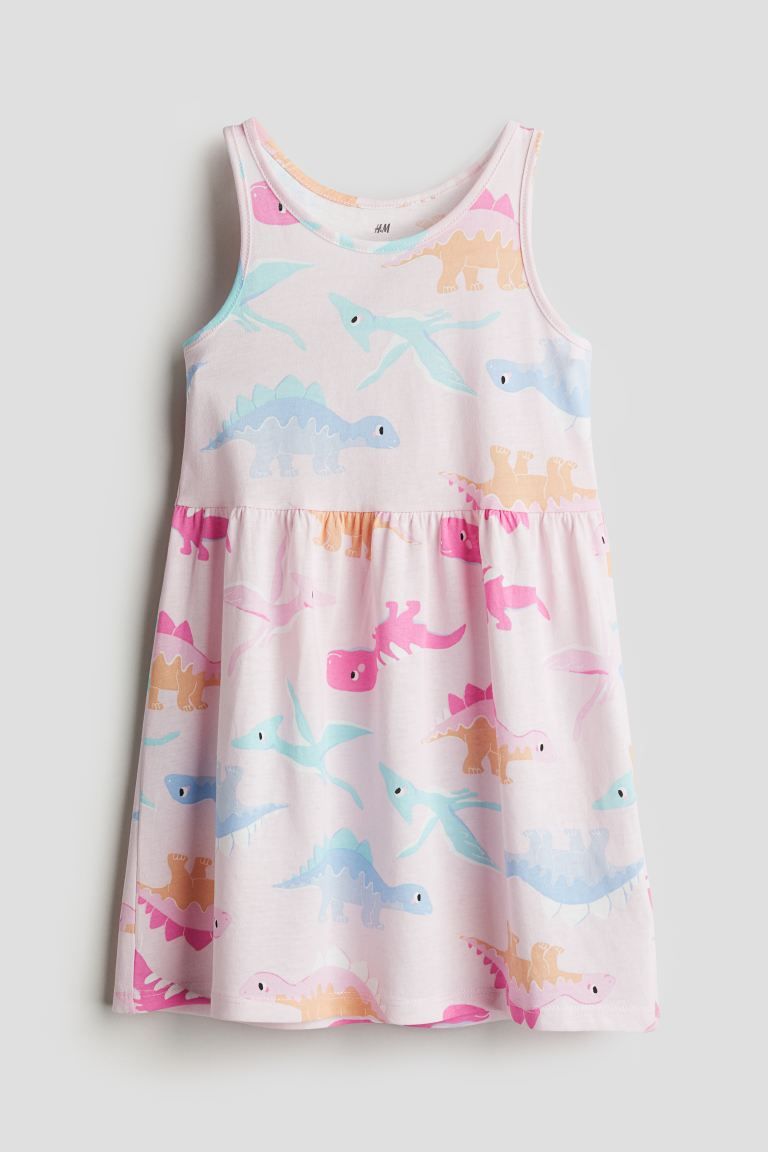 Patterned Cotton Dress - Pink/dinosaurs - Kids | H&M US | H&M (US + CA)