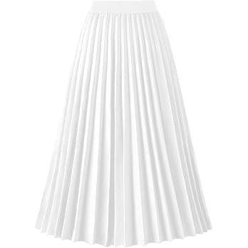Pleated Skirts for Women Chiffon Aline Swing High Elastic Waisted Flowy Midi Skirt | Amazon (US)