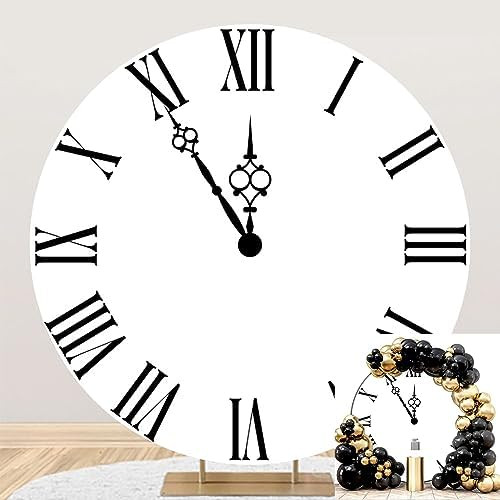 7.5x7.5ft White Clock Round Backdrop Cover Countdown Happy New Year Photography Background for Ch... | Amazon (US)