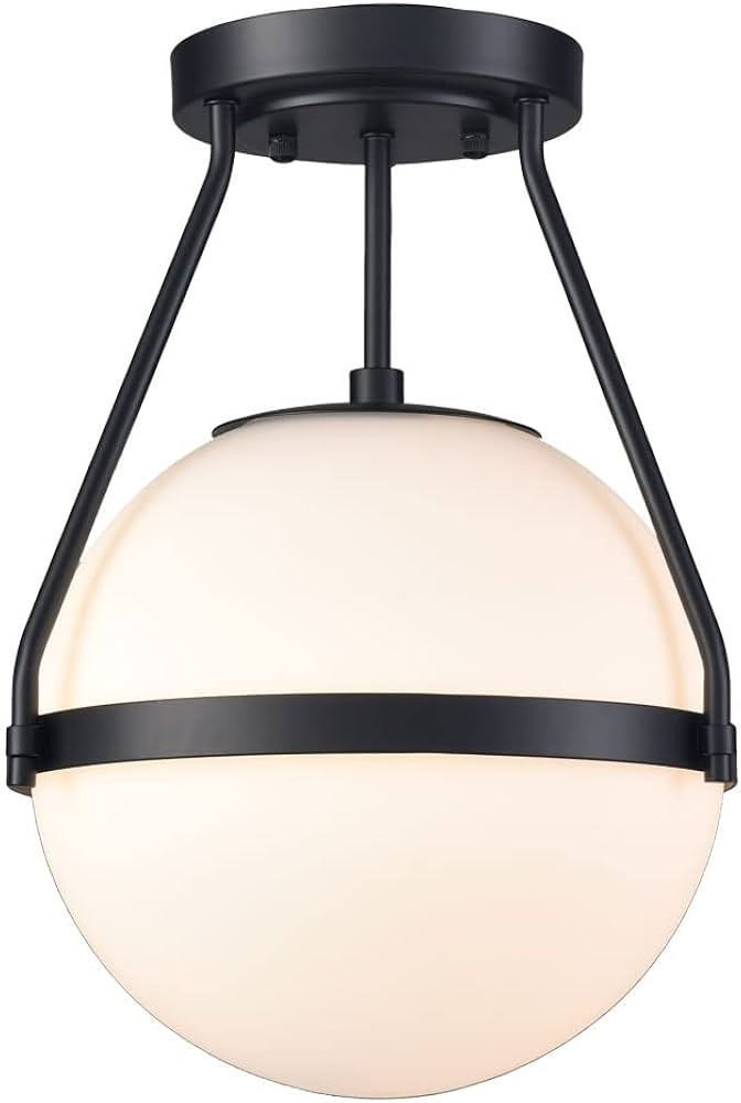 HOLKIRT Mid Century Semi Flush Mount Ceiling Light Black Globe Ceiling Light Modern Light Fixture... | Amazon (US)
