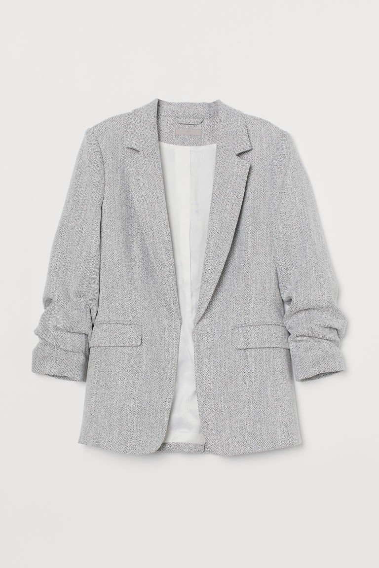 H & M - Gathered-sleeve Jacket - Gray | H&M (US + CA)