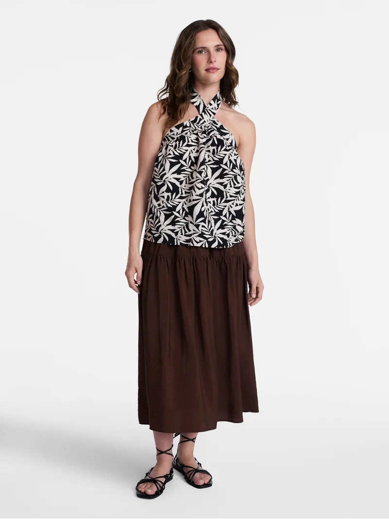 Time and Tru Women's Print Halter Top, Sizes XS-XXXL | Walmart (US)