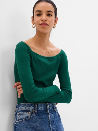 Off-Shoulder Rib Bodysuit | Gap (US)