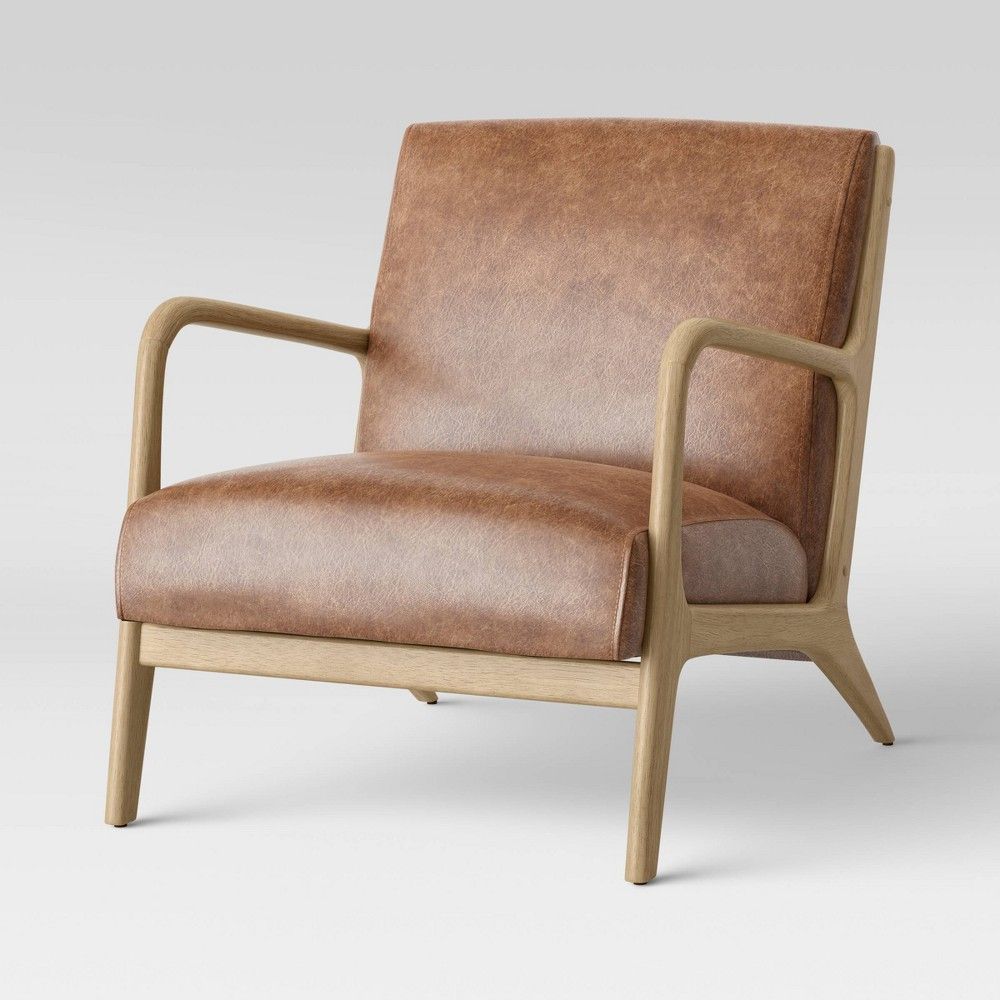 Esters Wood Arm Chair Caramel Faux Leather - Project 62 | Target