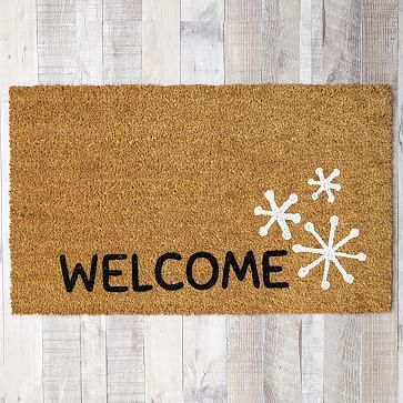Nickel Designs Hand-Painted Doormat - Snowflake Welcome | West Elm (US)