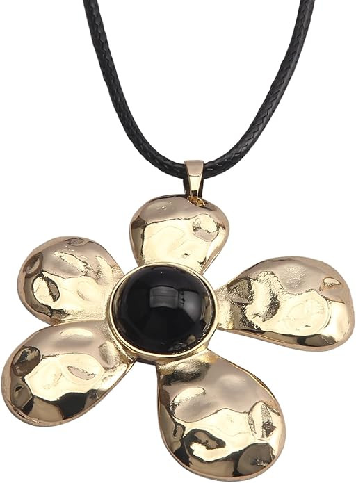 Jeilwiy Leather Necklace For Women Funky Necklace Choker String Cord Necklace with Pendant Boho S... | Amazon (US)