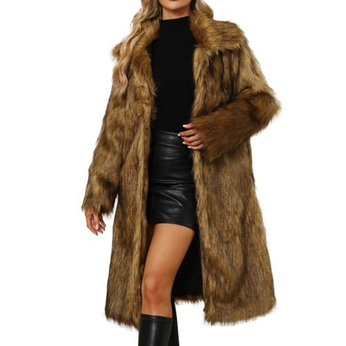 Fluffy Faux Fur Long Coats for Women Plus Size Long Sleeve Zipper Jacket Winter Warm Fuzzy Pockets Teddy Outerwears | Amazon (US)