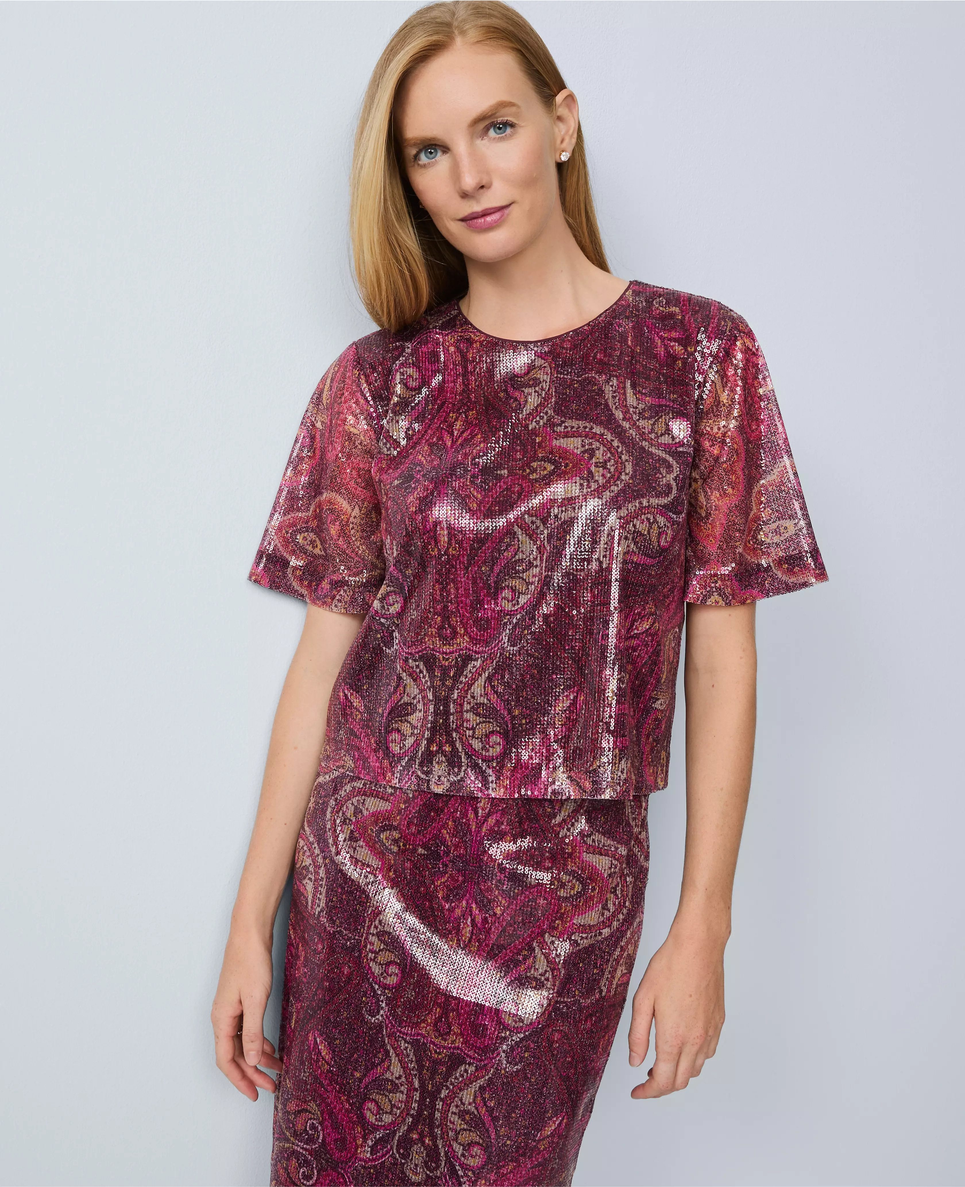 Sequin Paisley Top | Ann Taylor