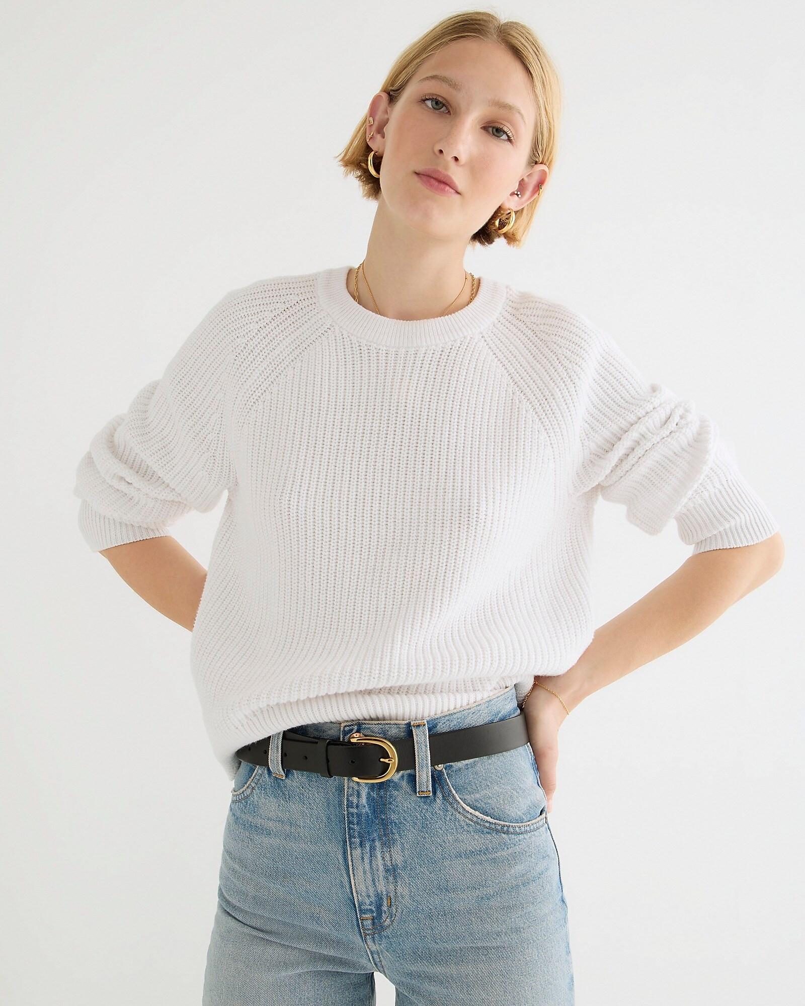 Cotton fisherman sweater | J. Crew US
