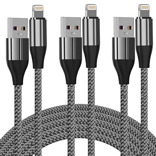 iPhone Charger Cable (3 Pack 10 Foot), [MFi Certified] 10 Feet Nylon Braided Lightning Cable, iPh... | Amazon (US)
