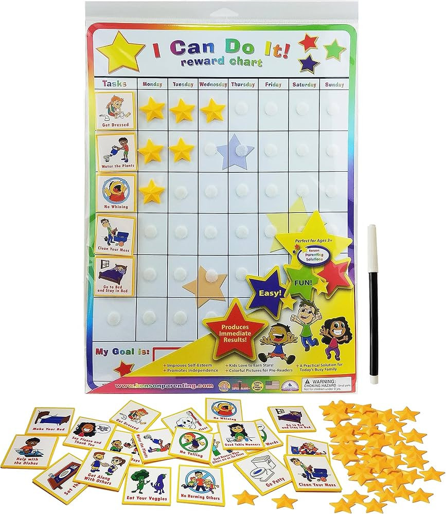 Fun Behavior Reward Chart for Kids – I Can Do It! Chore Chart for Kids with 3D Stars & Tiles ... | Amazon (US)