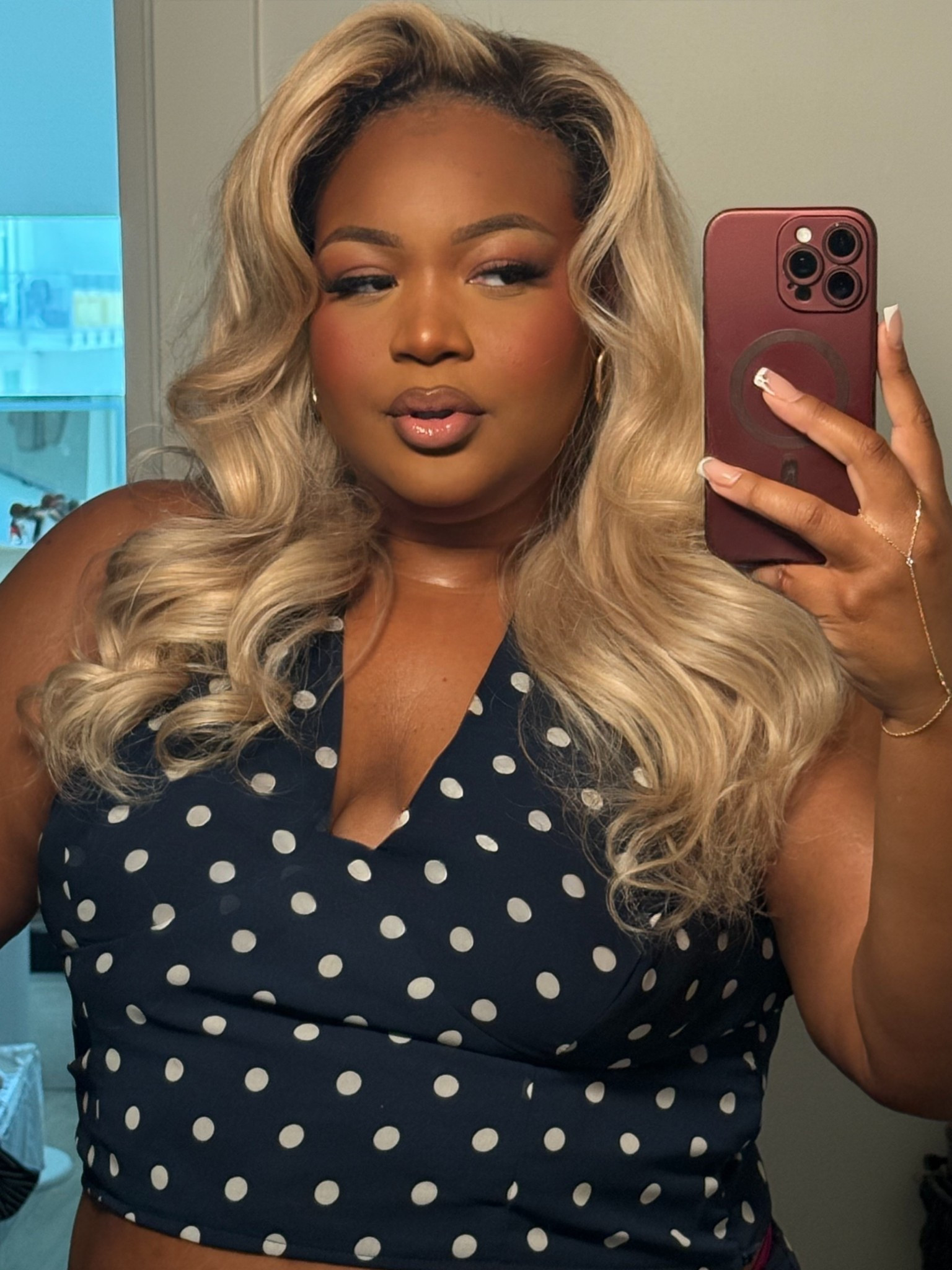 summer hair and polka dots 🤍  wearing a size 20 in this PLT set! 

#LTKBeauty #LTKPlusSize #LTKSeasonal