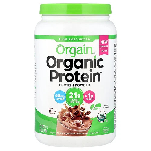 Orgain, Organic Protein™ Powder, Plant-Based, Iced Coffee, 2.03 lbs (920 g) | iHerb