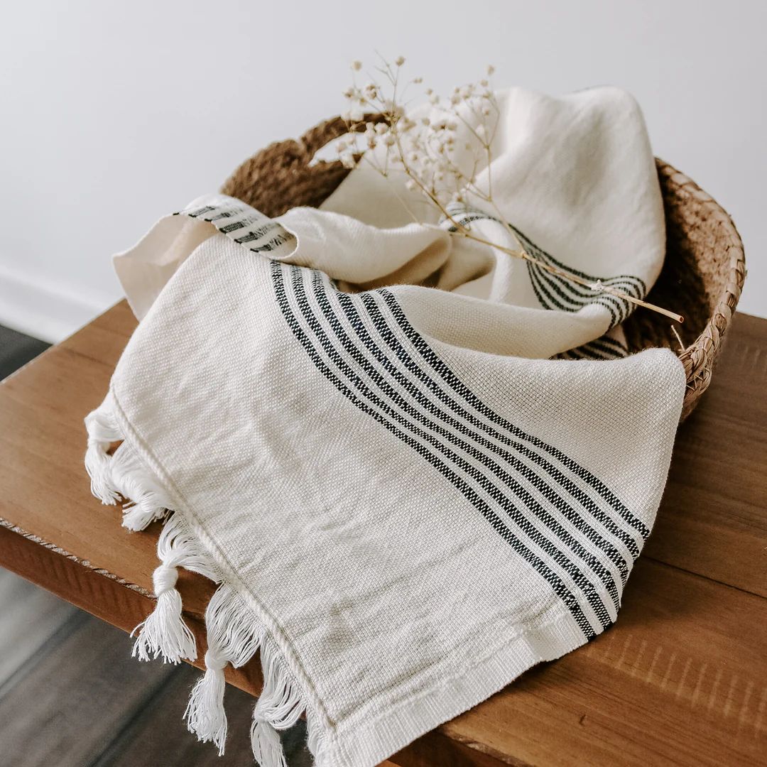 Turkish Cotton + Bamboo Hand Towel - Multi Stripes | Sweet Water Decor, LLC