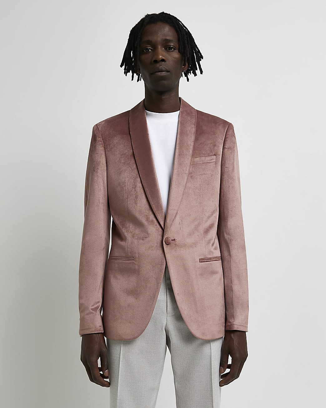 River Island Mens Pink Slim fit Velvet Tuxedo blazer | River Island (US)