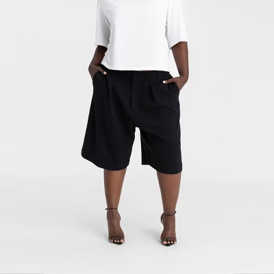 KBB by KAHLANA Women's Mid-Rise 'The Bermuda Shorts' - Black | Target
