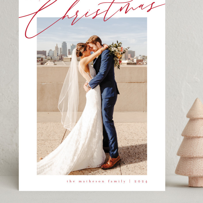 "Slant" - Customizable Grand Holiday Cards in Red by Kelly Schmidt. | Minted