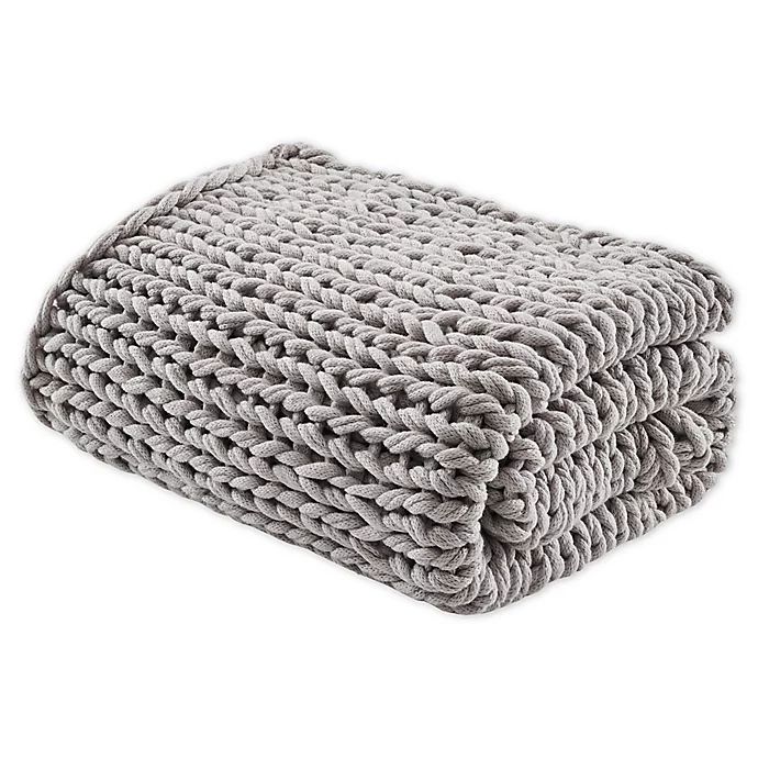 Madison Park Chunky Double Knit Throw Blanket in Grey | Bed Bath & Beyond
