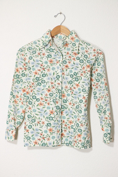 Vintage 70s Floral Print Poplin Shirt | Urban Outfitters (US and RoW)