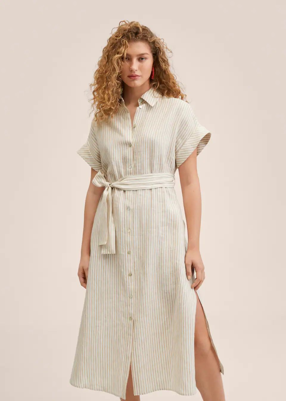 100% linen shirty dress | MANGO (US)