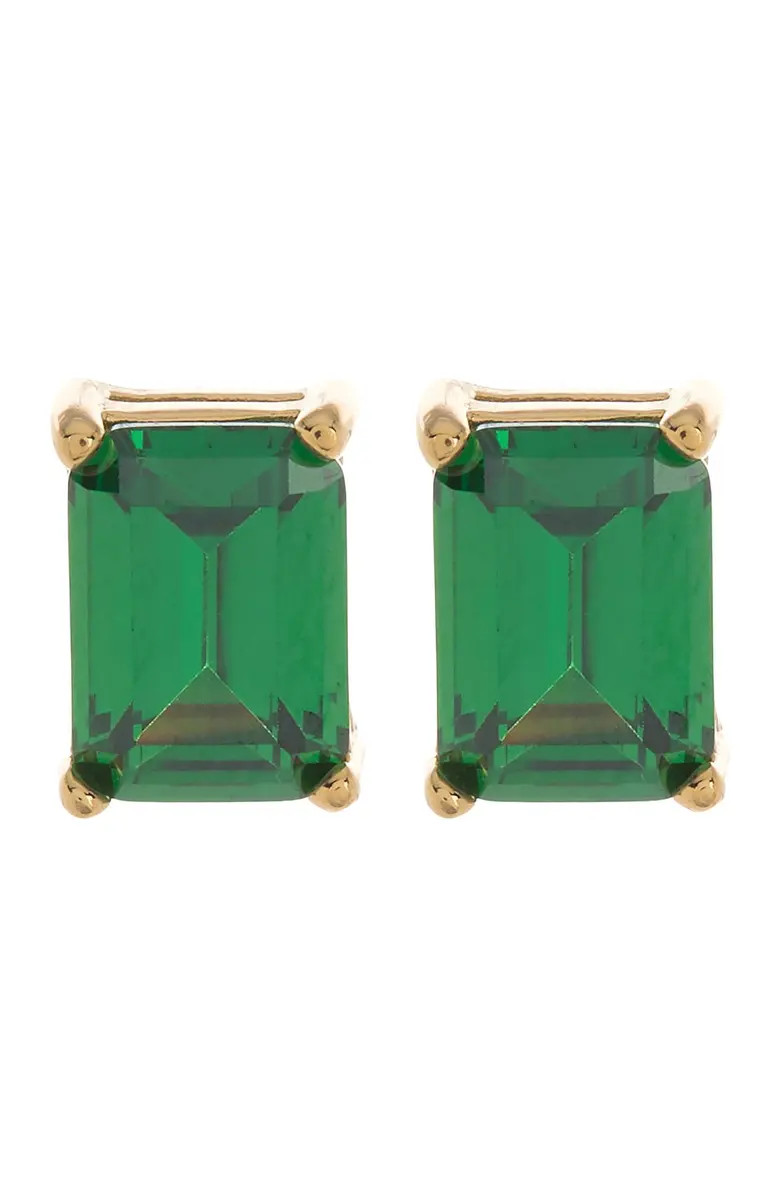 SAVVY CIE JEWELS 18K Yellow Gold Vermeil Prong Set Emerald Stud Earrings | Nordstromrack | Nordstrom Rack