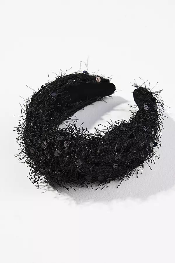 Sequined Fringe Headband By Anthropologie in Black | Anthropologie (US)