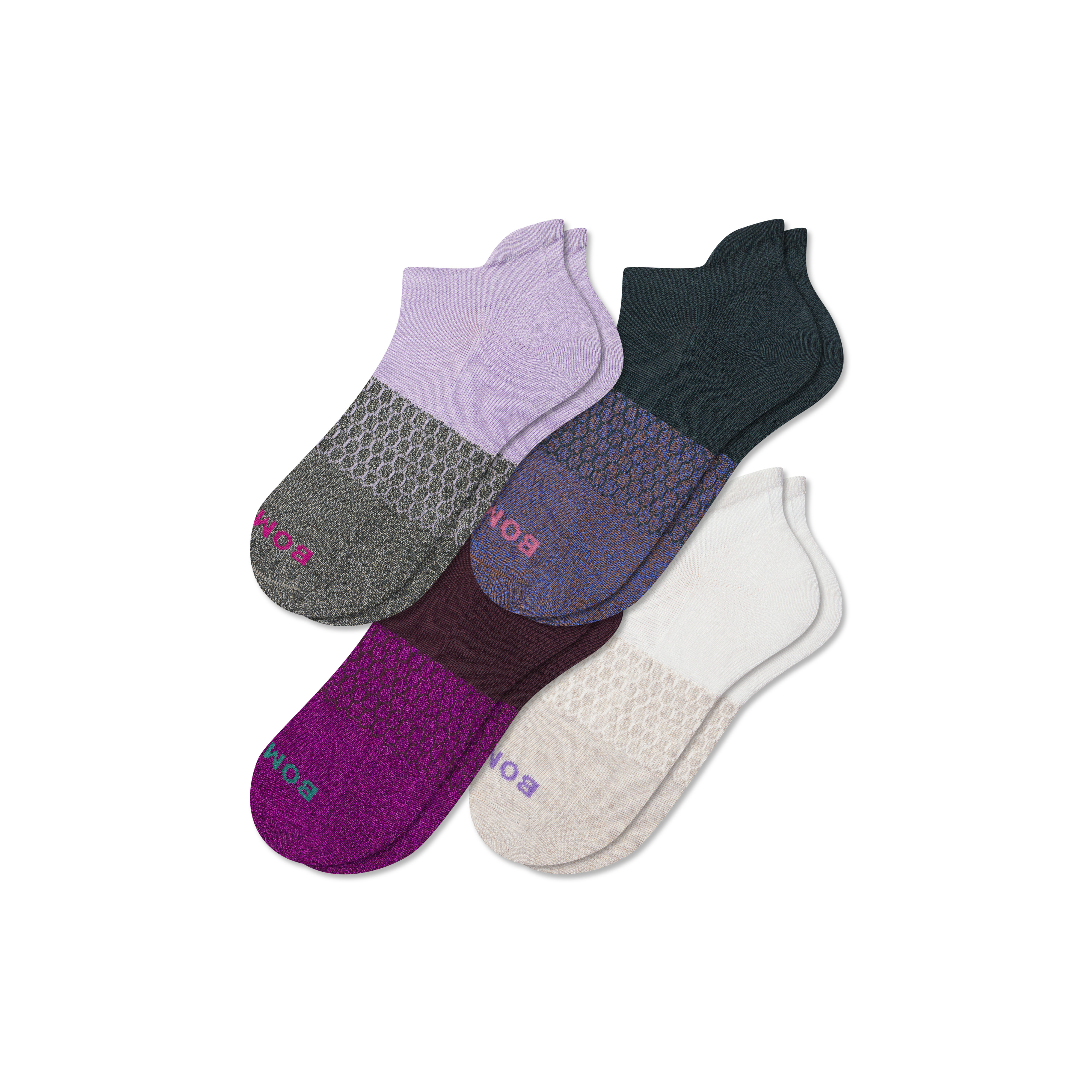 Women's Marl Ankle Sock 4-Pack - Chai Lavender Mix - Medium - Cotton Blend - Bombas | Bombas