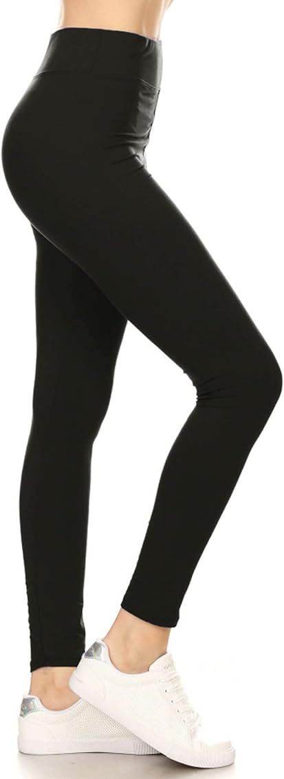 Leggings Depot High Waisted Leggings for Women Buttery Soft Women's Leggings Solid Yoga - Reg, Plus, | Amazon (US)
