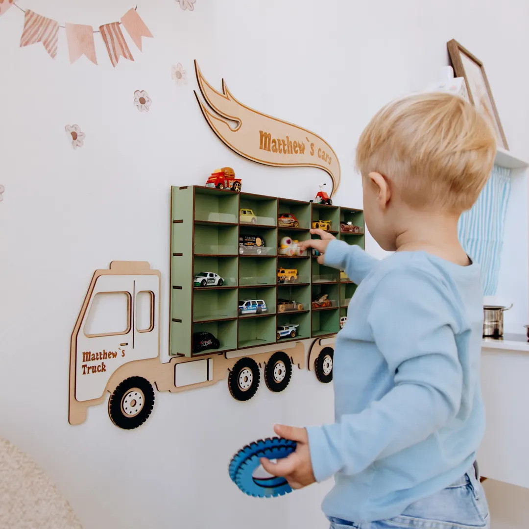 Personalized Truck Shelf for Toy Cars | Wooden Wall Display for Kids Room | Custom Name Sign | Fi... | Etsy (US)