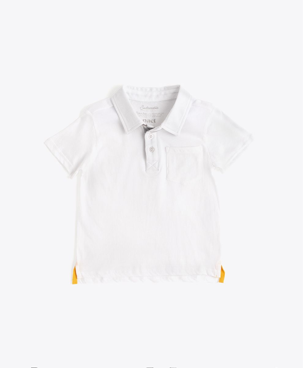 Kid's White Short Sleeve Polo 0T | Pact Apparel