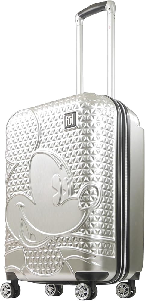 FUL Disney Mickey Mouse 25 Inch Rolling Luggage, Hardside Suitcase with Spinner Wheels, Silver | Amazon (US)