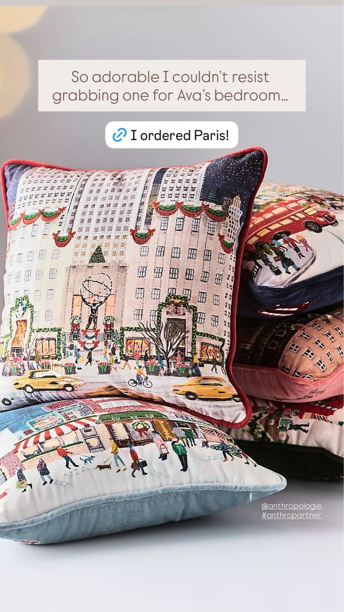 The @Anthropologie holiday shop just dropped and there are so many cute things!! I grabbed this city pillow for Ava’s bedroom along with some twinkly garland, throw pillows, a cozy blanket, ornaments and a mini tree. Linking what I love!!

#LTKHome #LTKKids #LTKSeasonal