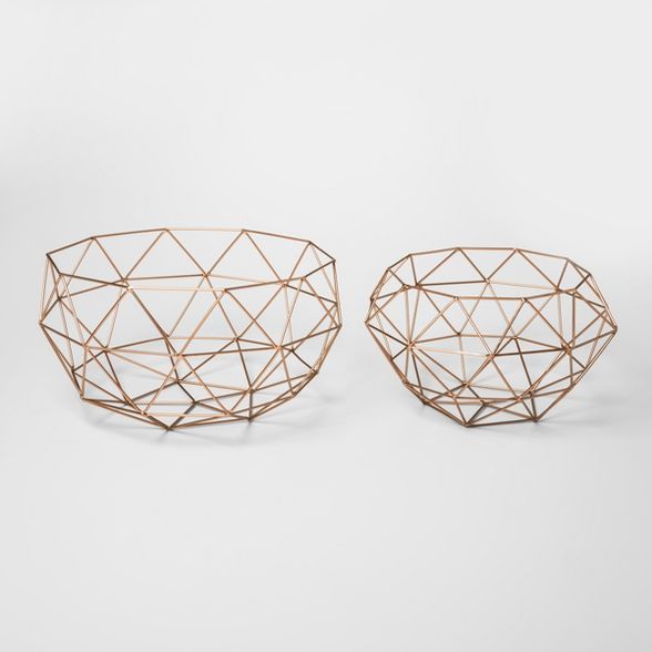 Modern Reflections Iron Geodesic Round Basket Set 2ct - Olivia & May | Target